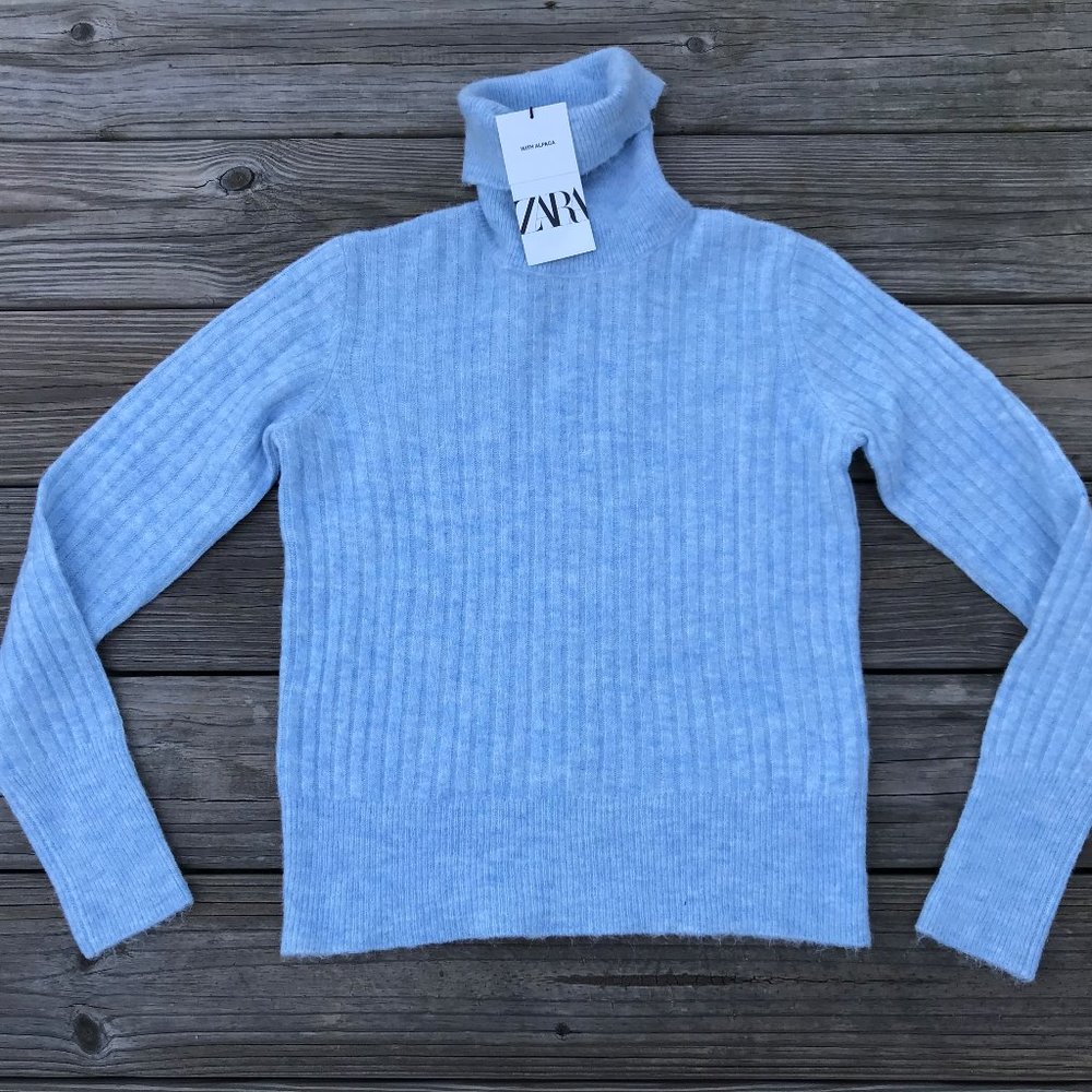 Zara Women Sweater Long Sleeve Turtle Neck Wool - Picture 2 of 8